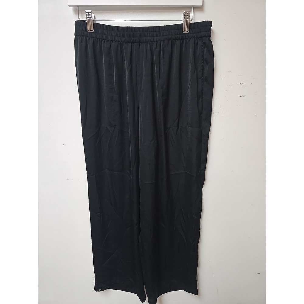 Barefoot Dreams Black High Rise Wide Leg Lounge Cropped Pants Womans Size Medium